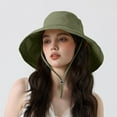thumbnail image 3 of HNMKIU Unisex Adjustable Drawstring Bucket Hat for Outdoor Summer Activities Lightweight Breathable Sun Comfort Army Green,One Size, 3 of 4