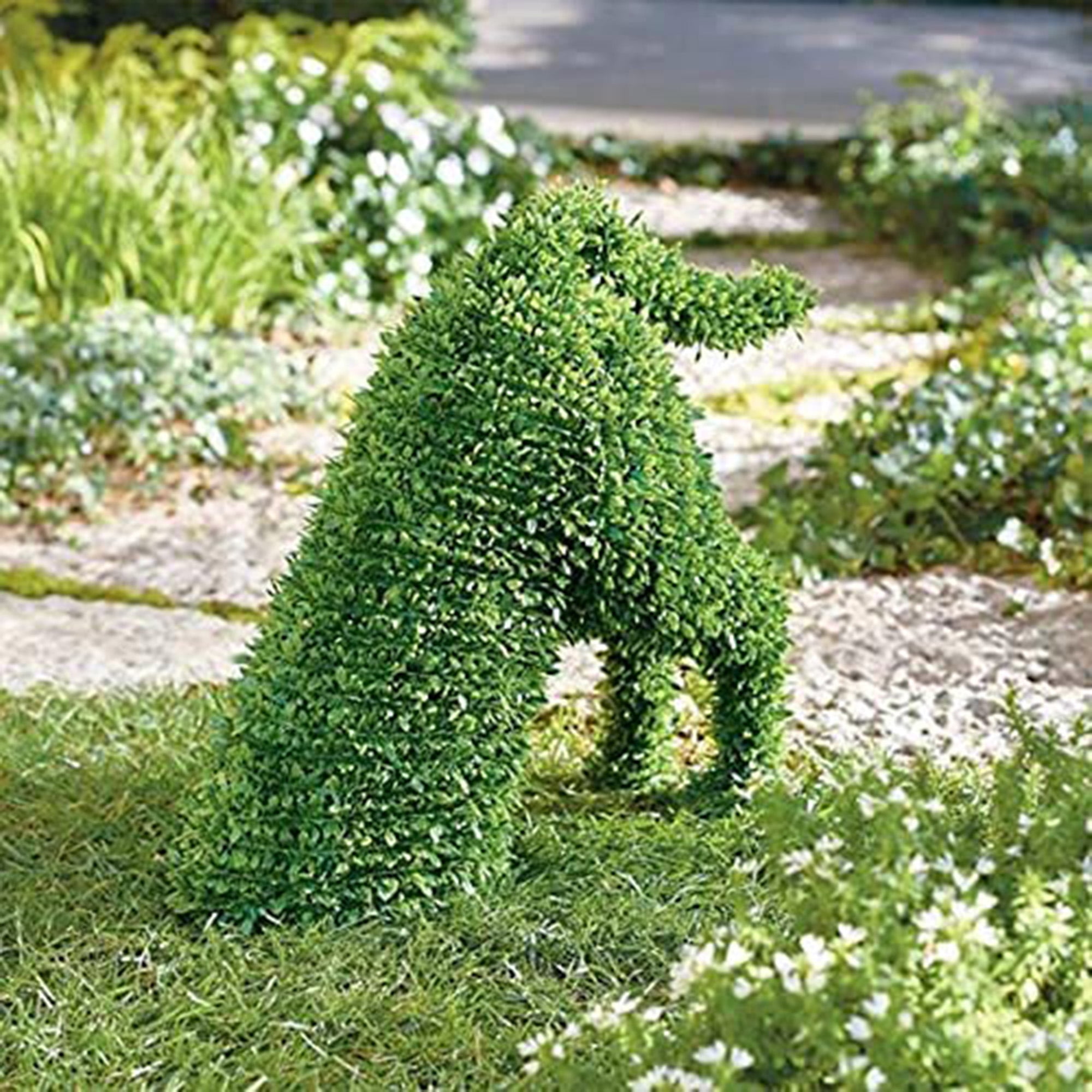 Cathery Decorative Peeing Dog Topiary in 4 Styles Green Simulation Flocking Puppy Ornament Faux Moss Covered Animal Decor