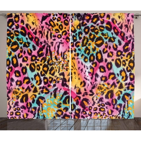 Leopard Print Curtains 2 Panels Set Mottled Exotic Panthera Skin