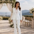 thumbnail image 4 of AZoiNM Women's 2 Piece Solid Single Breasted Blazer Suit Set, Long Sleeve Lapel Jacket & Flared Pants, Elegant Business Casual Work Outfits for Office Interview, 4 of 15