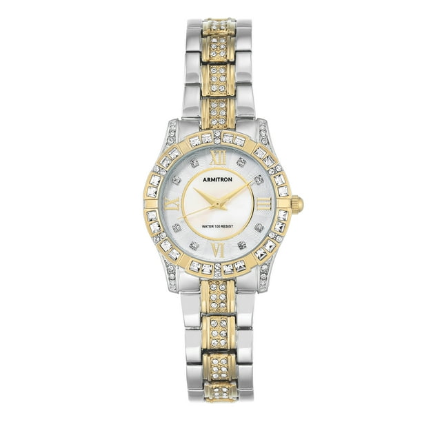 Armitron Women's Mother of Pearl Genuine Crystal Dress Watches