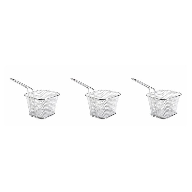 jesticaly French Fries Baskets Mesh Restaurant Vegetables Kitchen Supply Multi-function Baking Tool Onion Rings Lightweight Silver 10.5*8.5*6.5cm 3Set