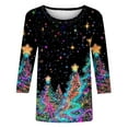 thumbnail image 4 of jobturf Christmas Shirts for Women Fall Winter Fashion 3/4 Sleeve Tops Soft Comfy Crewneck Sweatshirt Holiday Xmas Festival Graphic Tees, 4 of 4