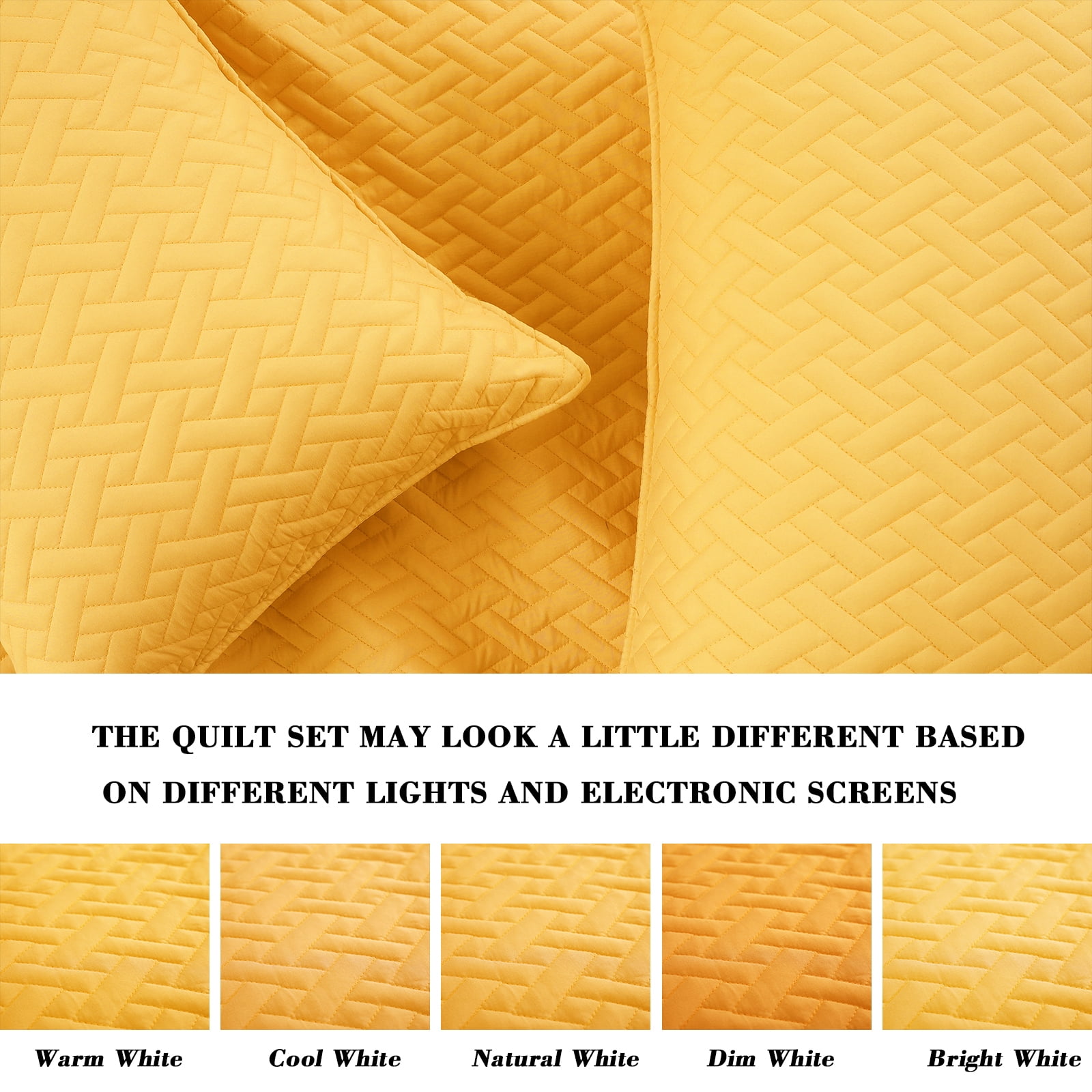 Exclusivo Mezcla 2-Piece Twin Size Quilt Set, Basket Quilted Bedspread/Coverlet/Bed Cover(68"x 88", Yellow)