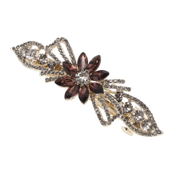 Unique Bargains Flower Rhinestone Barrettes Stylish Hair Wine Red