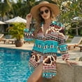 thumbnail image 2 of Renewold Swimsuit Coverup for Women Beach Cover Up with Pocket Comfortable Button Down Shirt Long Sleeve Lightweight Swimwear for Women Seaside Wear, Tribal Tribal Cow Print, S, 2 of 7
