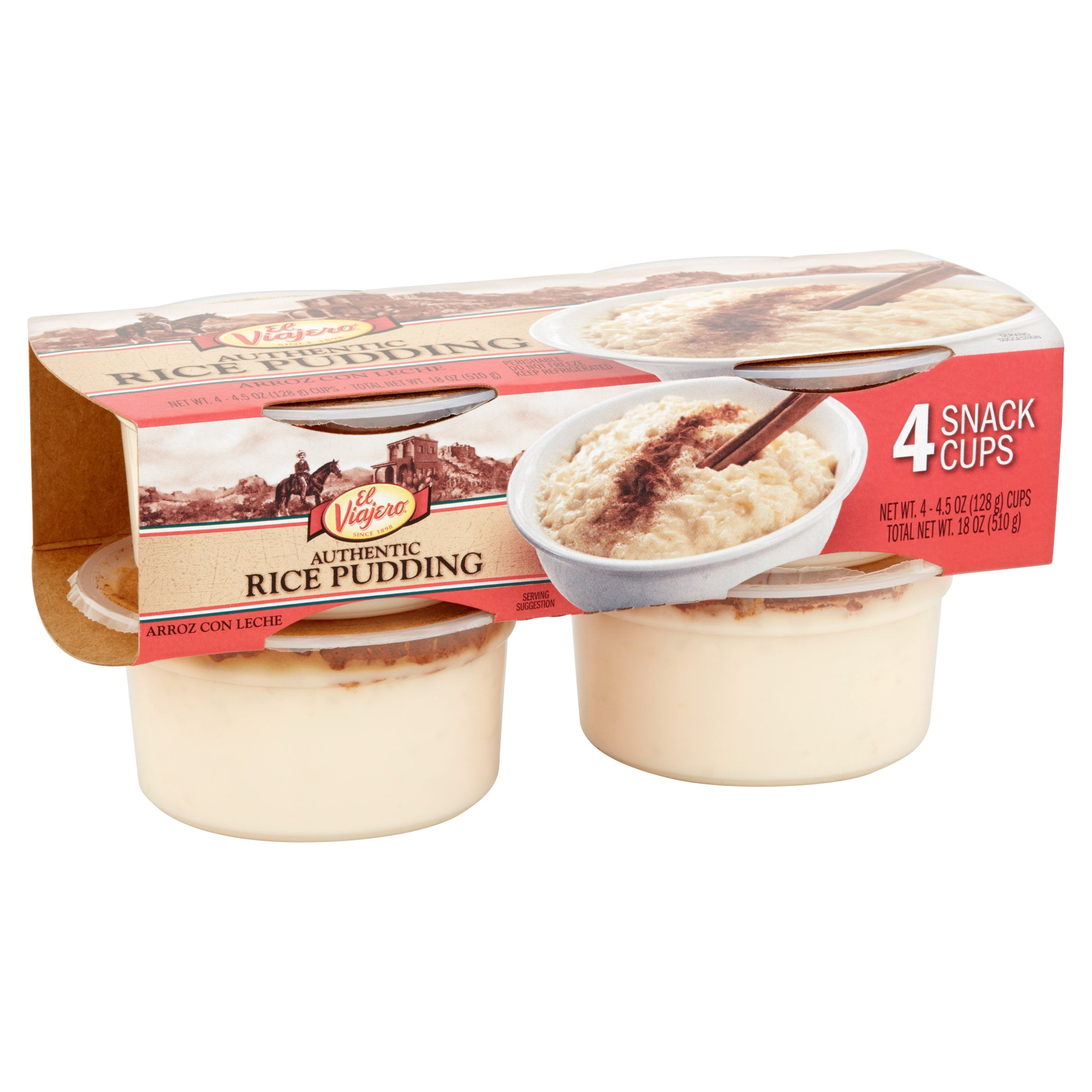 El Viajero Rice Pudding Snack Cup, 4.5 Oz., 4 Count