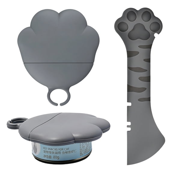 BPPEG Airtight Pet Food Can Lids,Flexible Silicone Can Covers for Dog Cat Wet Food,3-in-1 Cat Paw Cat Food Can Lid with Can Opener,Universal Pet Can Cover Fit Most Pet Food Cans