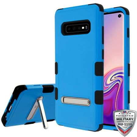 Samsung Galaxy S10 Phone Case Tuff Hybrid Shockproof Impact Armor Rubber Rugged Hard TPU Protective Kickstand [Military-Grade Certified] Cover BLUE BLACK Phone Case for Samsung Galaxy S10 (6.1
