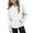 White, variant on Girls' Full Zipper Jackets Children's Fall Long Sleeved Sweatshirt Casual Sports Jacket Solid Color Outdoor Coat with Pockets for Children 5-14 Years