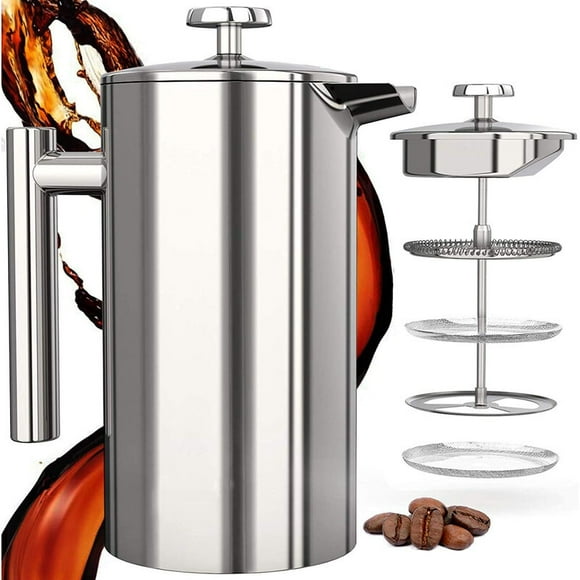G Need Coffee Maker 1 Liter / 1000 Ml - Double Walled Stainless Steel - Coffee Machine - French Coffee Press - Coffee Maker - French Press System with Stainless Steel Filter