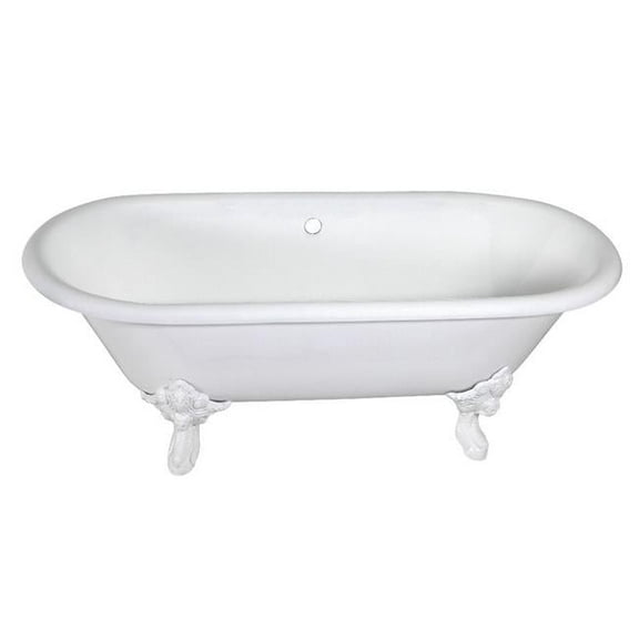 Traditional 72 in. Cast Iron Double Ended Clawfoot Tub with Feet No Drillings - White
