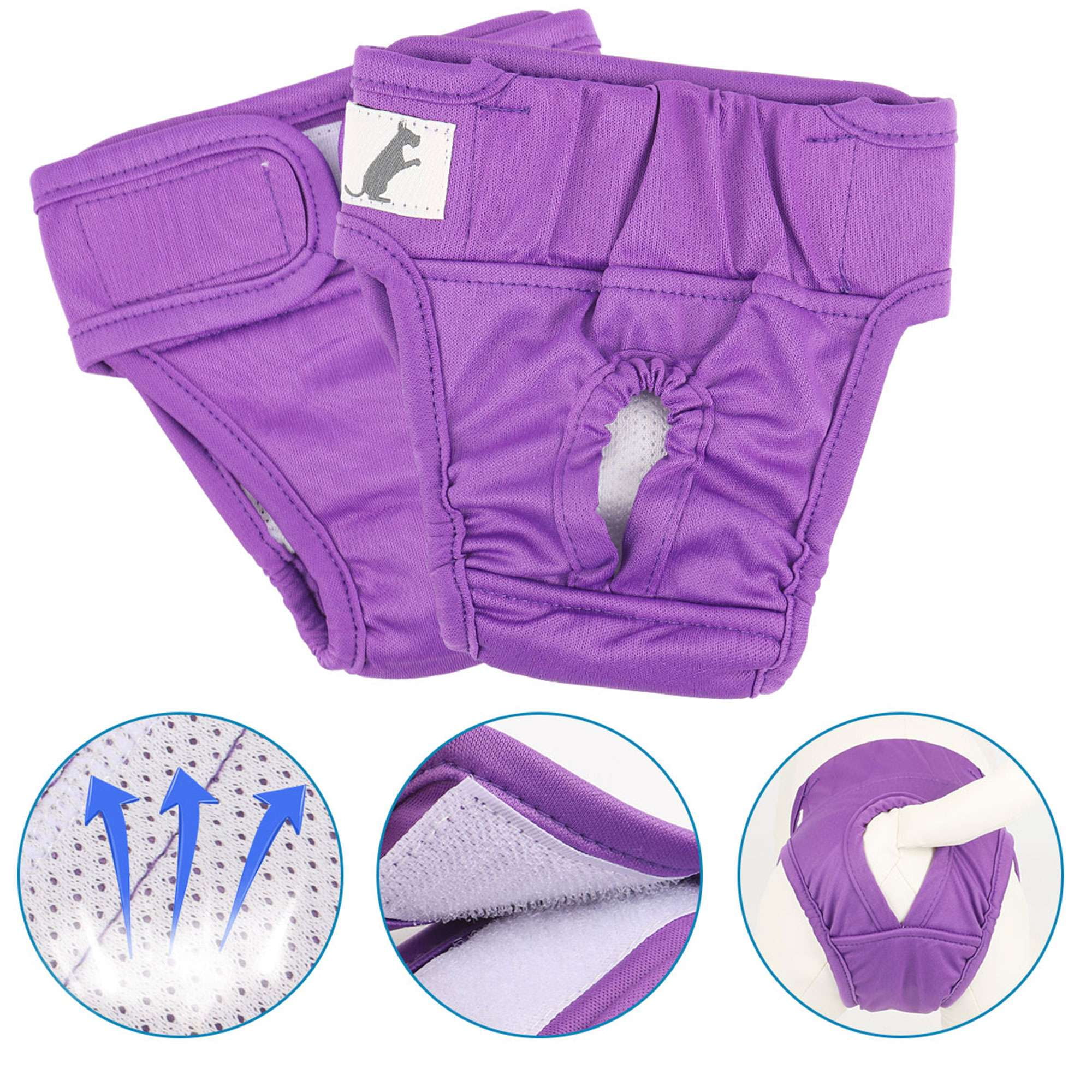PULLIMORE Reusable Washable Dog Diapers Pack of 3, Thickened Highly Absorbent Pet Physiological Pant for Small Medium Female Dogs