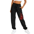 thumbnail image 4 of Sweat Pants Women Printed Sports Closed Waist Lace Up Elastic Waist Small Foot With 2 Pockets Women's Casual Pants E S, 4 of 9