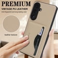 thumbnail image 2 of For Samsung Galaxy S26 5G Wallet Case Ultra-Slim Profile Vintage Leather Texture, Wallet For Women Men Card Holder Magnetic Clasp Kickstand Folio Case,Khaki,For Galaxy S26 (5G), 2 of 7