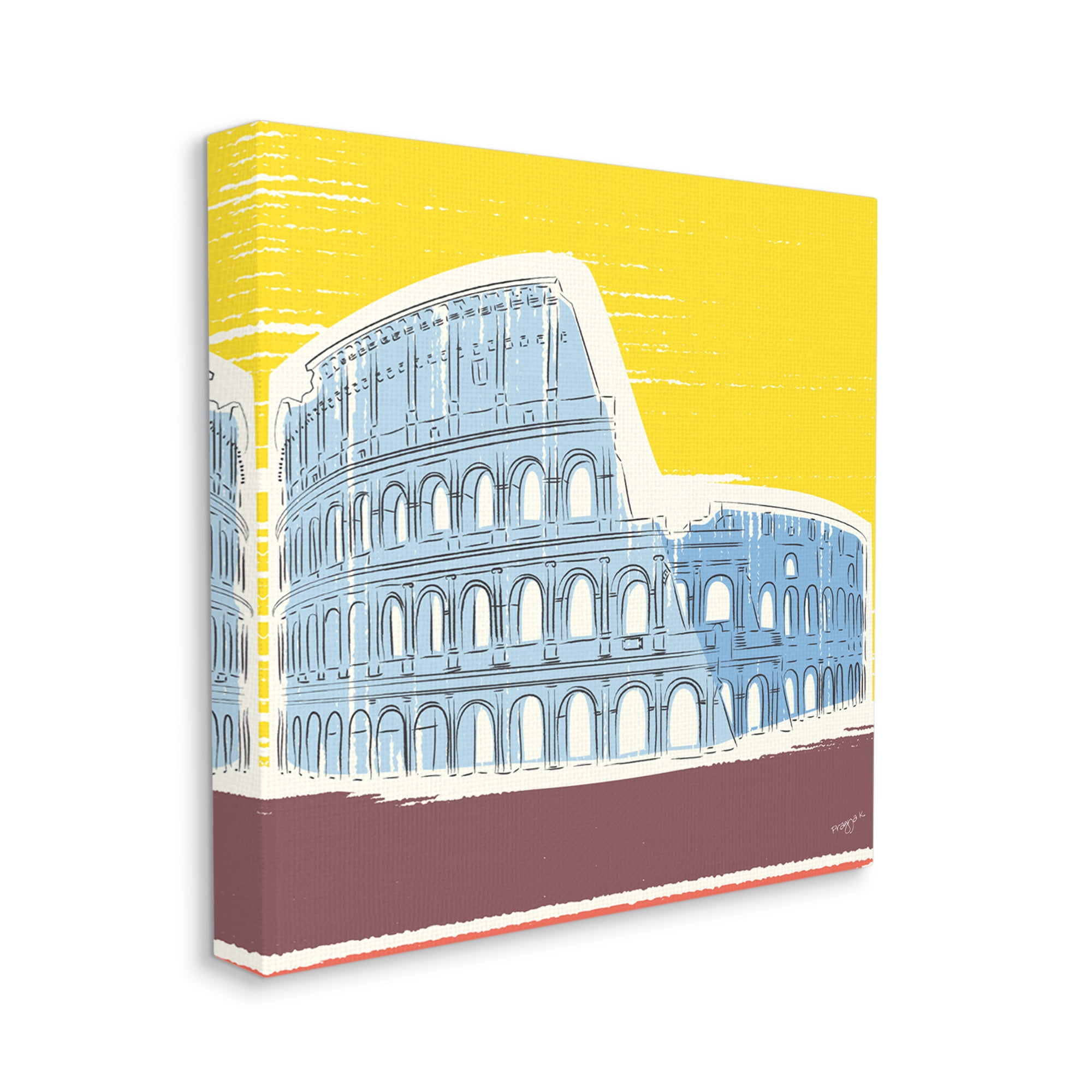 Stupell Industries Modern Colosseum Building Travel & Places Painting Gallery Wrapped Canvas Art Print Wall Art, 36 x 36