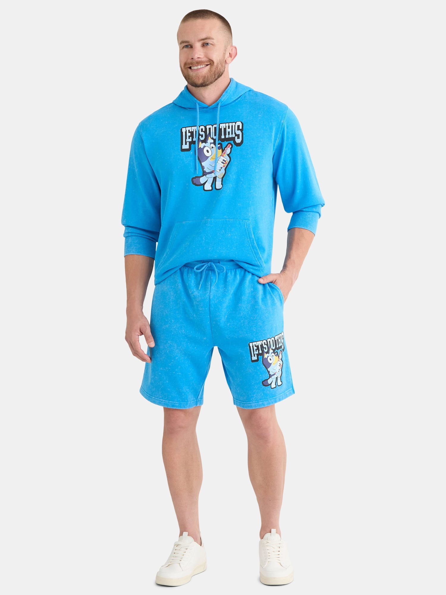 Bluey Men's and Big Men's Graphic Fleece Shorts, 9" Inseam, Sizes XS-3XL