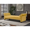thumbnail image 3 of Knocbel Versatile Velvet Rectangular Sofa Bench With Attached Cylindrical Pillows, Rolled Arms And Solid Wood Legs, Also As Ottoman For Living Room, 82.3"W x 31.9"D x 27.2"H Yellow, 3 of 9