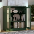 thumbnail image 4 of Palace Imports 100% Solid Wood 3-shelf Bookcase with Adjustable Shelves and Frosted Glass Doors, Green, 4 of 5