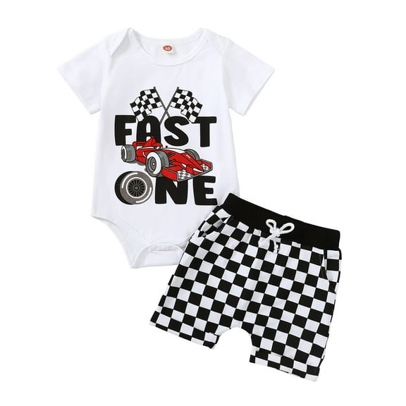 Toddler Baby Girl Boy 1st-3th Birthday Outfit Race Car Romper Shirt and Shorts Set 1 2 3 Yr Birthday Outfit Clothes
