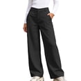 thumbnail image 4 of Womens Pants Casual Pantalon Mujer Ndbuld Women's Wide Leg Dress Pants High Waisted Business Casual Work Trousers With Pockets Loose Straight Leg Office Pants For Women Black,XXXL, 4 of 9