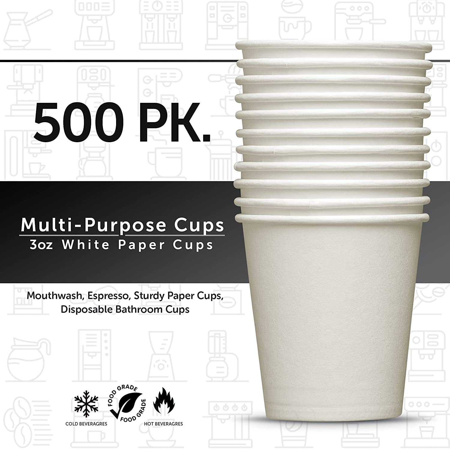 Prestee 500 Pack 3 Oz Paper Cups - Disposable Cups, Espresso Cups, Bathroom  Cups 3 Oz Paper, Mouthwash Cups, Small Paper Cups, 3 Oz Bathroom Cups 3  Oz Paper