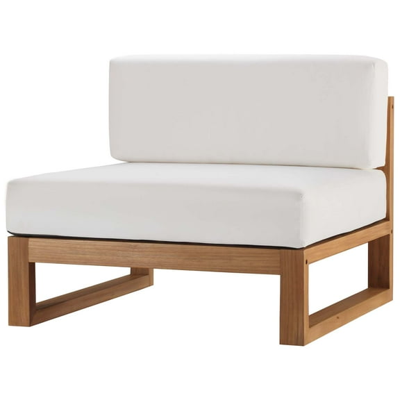 Sofa Middle Chair, Wood, Brown Natural White, Modern Contemporary Urban Design, Outdoor Patio Balcony Cafe Bistro Garden Furniture Hotel Hospitality