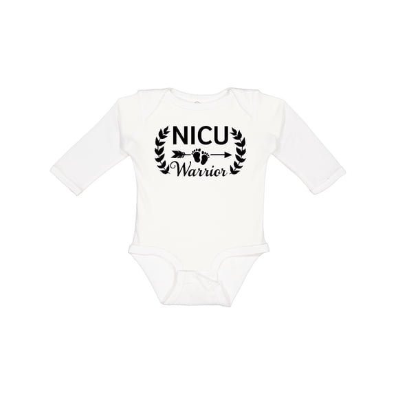 Inktastic Nicu Warrior with Arrow and Baby Footprints Boys or Girls Long Sleeve Baby Bodysuit