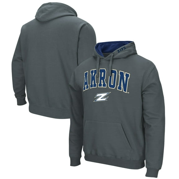 Men's Colosseum Charcoal Akron Zips Arch and Logo Pullover Hoodie