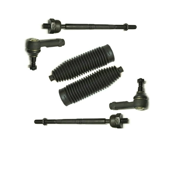 6 Pc Steering Kit Inner & Outer Tie Rod Ends, Rack and Pinion Bellows Fits select: 2004-2008 FORD F150, 2006-2008 LINCOLN MARK LT