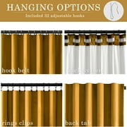 Topfinel Mustard Yellow Velvet Blackout 84 Inches Long Curtains , 100% Blackout Drape Gold with Hooks, Soundproof Art Deco Back Tab Drapes for Living Room Bedroom,Set of 2