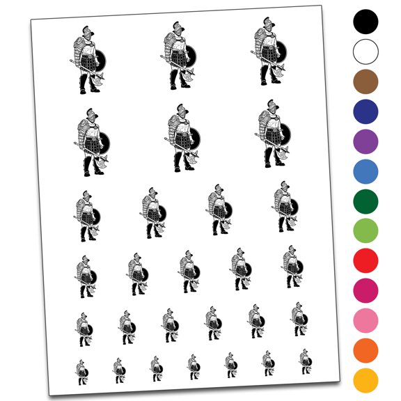 Colosseum Gladiator Warrior Fighter Water Resistant Temporary Tattoo Set Fake Body Art Collection - White