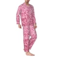 thumbnail image 2 of Fotbe Pink Glitter Pijama de Hombre con Estampado de Manga Larga, Conjunto de 2 Piezas, Ropa de Dormir Suave y Cómoda con Bolsillos-Small, 2 of 7