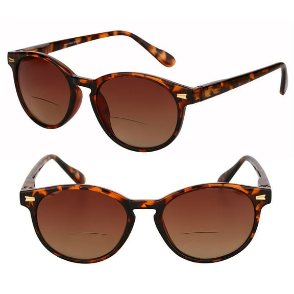 "The Brilliance" 2 Pair Polarized Round Frame Bifocal Sunglasses for Men and Women