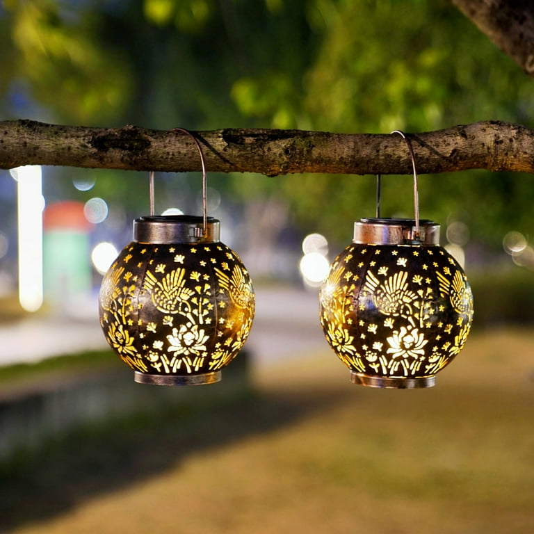 ExcMark Solar Hanging Lanterns, Set of 2, Bronze photo 6