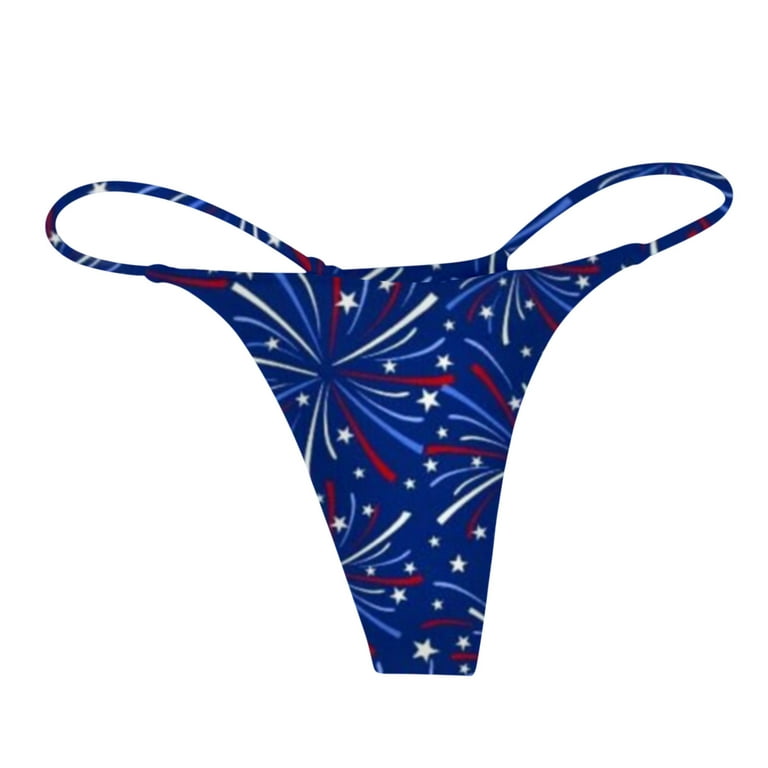 CLZOUD Female Underwear Navy Nylon Spandex Women Flag Prints Panties Thong  Beach Style Lingerie G String T Back Underpants Comfort Soft Low Rise  Panties S 