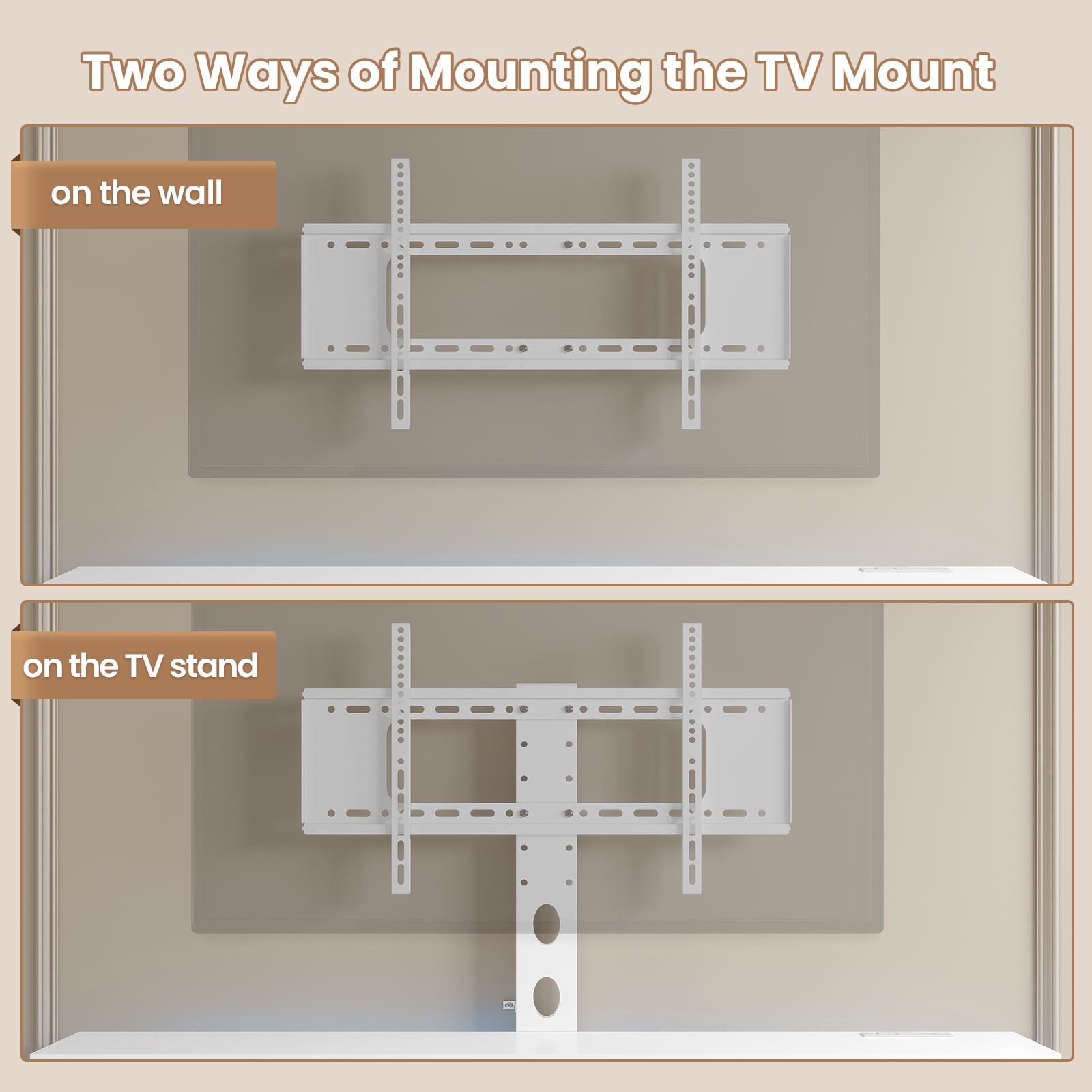 Afuhokles TV Stand with Mount and Power Outlet, TV Mount for up to 75 inch TVs, Modern LED TV Stand with 6 Drawers, White