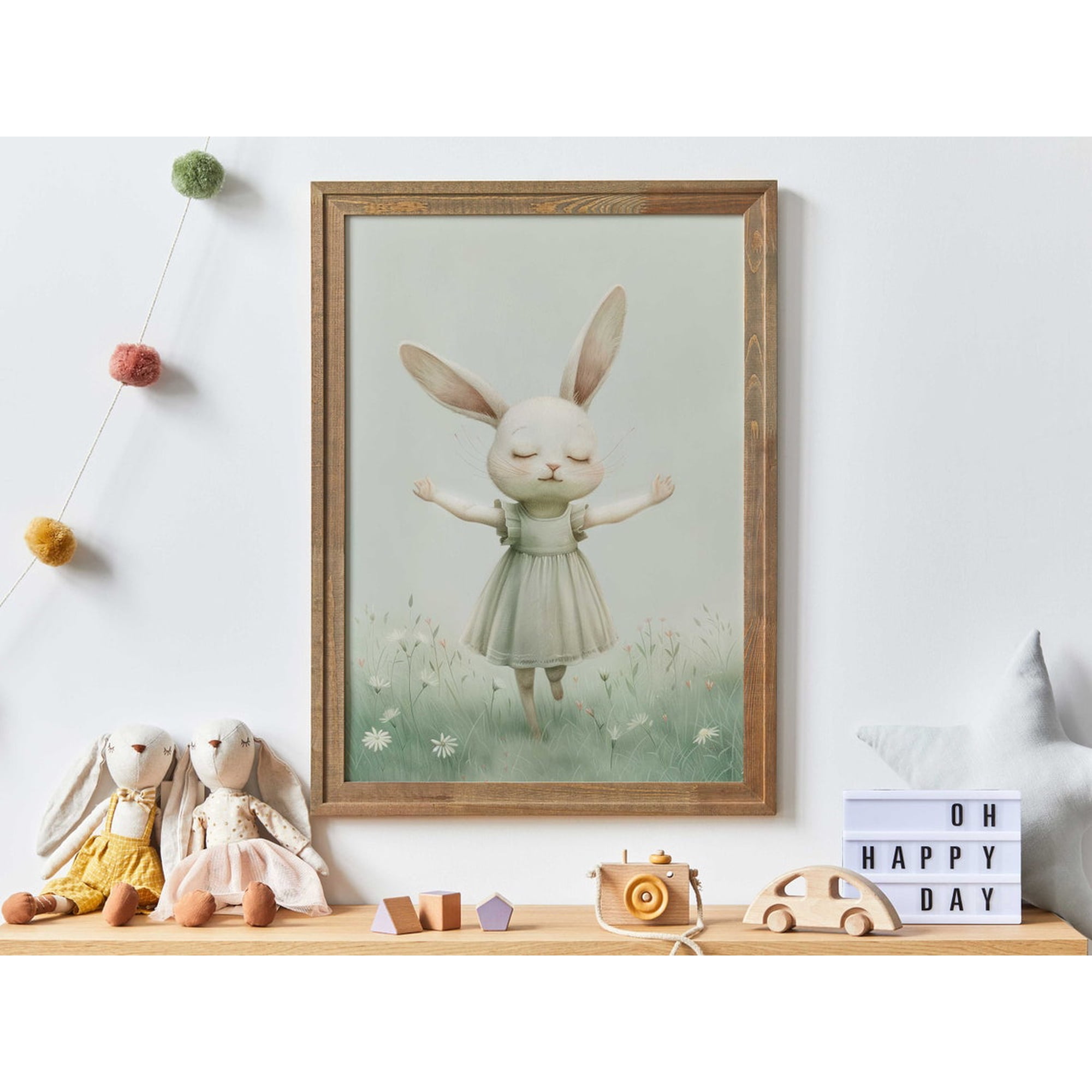 Bunny Happy Rabbit Wildflower Field Nursery Wall Art Nursery And Gallery Wall Decor