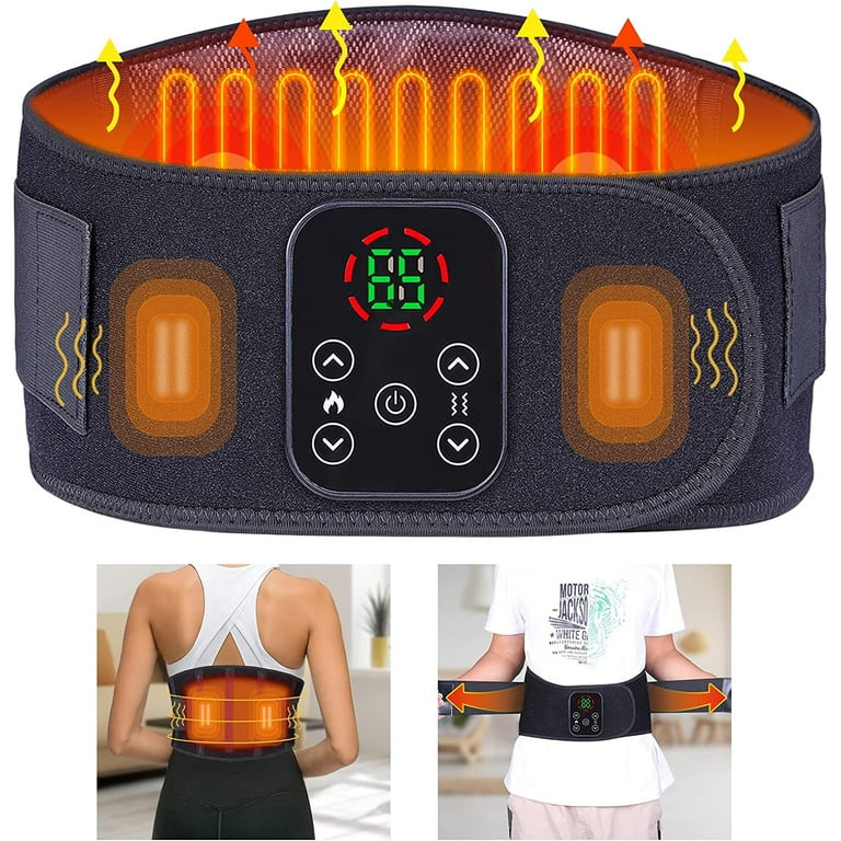 DGYAO Heating Pad Back Brace for Back Pain Relief with 7 Vibration Modes -  USB Rechargeable Battery Included Cordless