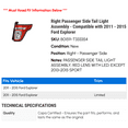 thumbnail image 2 of Right Passenger Side Tail Light Assembly - Compatible with 2011 - 2015 Ford Explorer 2012 2013 2014, 2 of 2