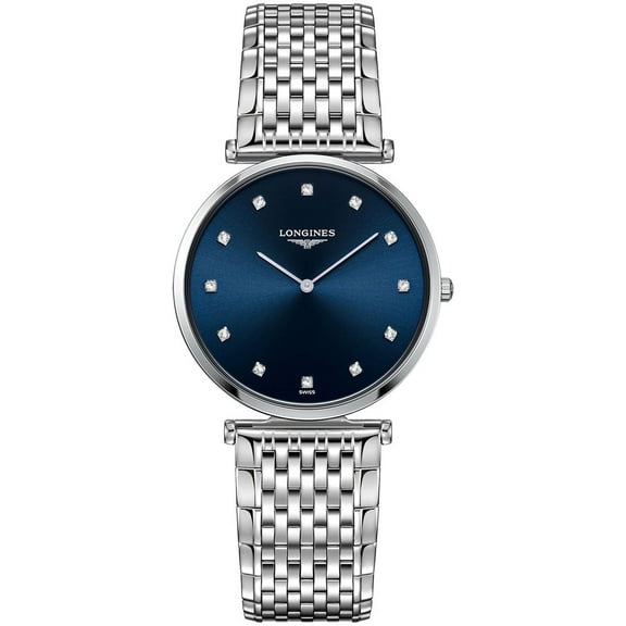 Longines La Grande Classique Stainless Steel Blue Dial Diamonds Quartz Womens Watch L4.709.4.97.6