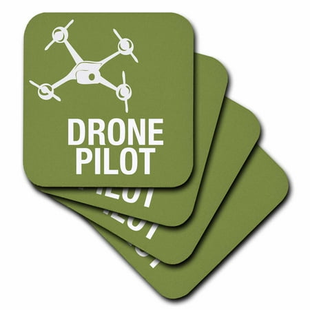 3d Rose 3drose Big Green Drone With Uav Pilot, Soft Coasters, Set Of 4