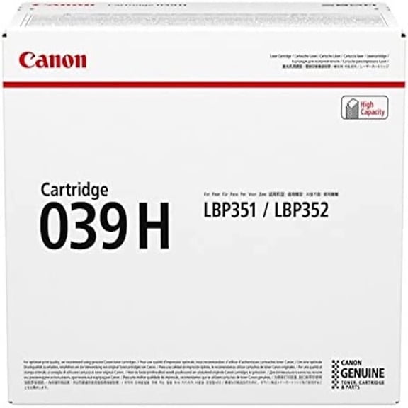Open Box Canon 039H Black High Yield Toner Cartridge, Laser Printer, 25,000 Page Yield, Single Cartridge System, CNMCRTDG039H