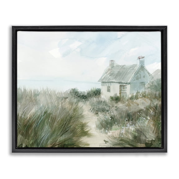 Stupell Industries Simple Windswept Cottage Black Framed Floater Canvas Wall Art, design by Danhui Nai, 17 x 21