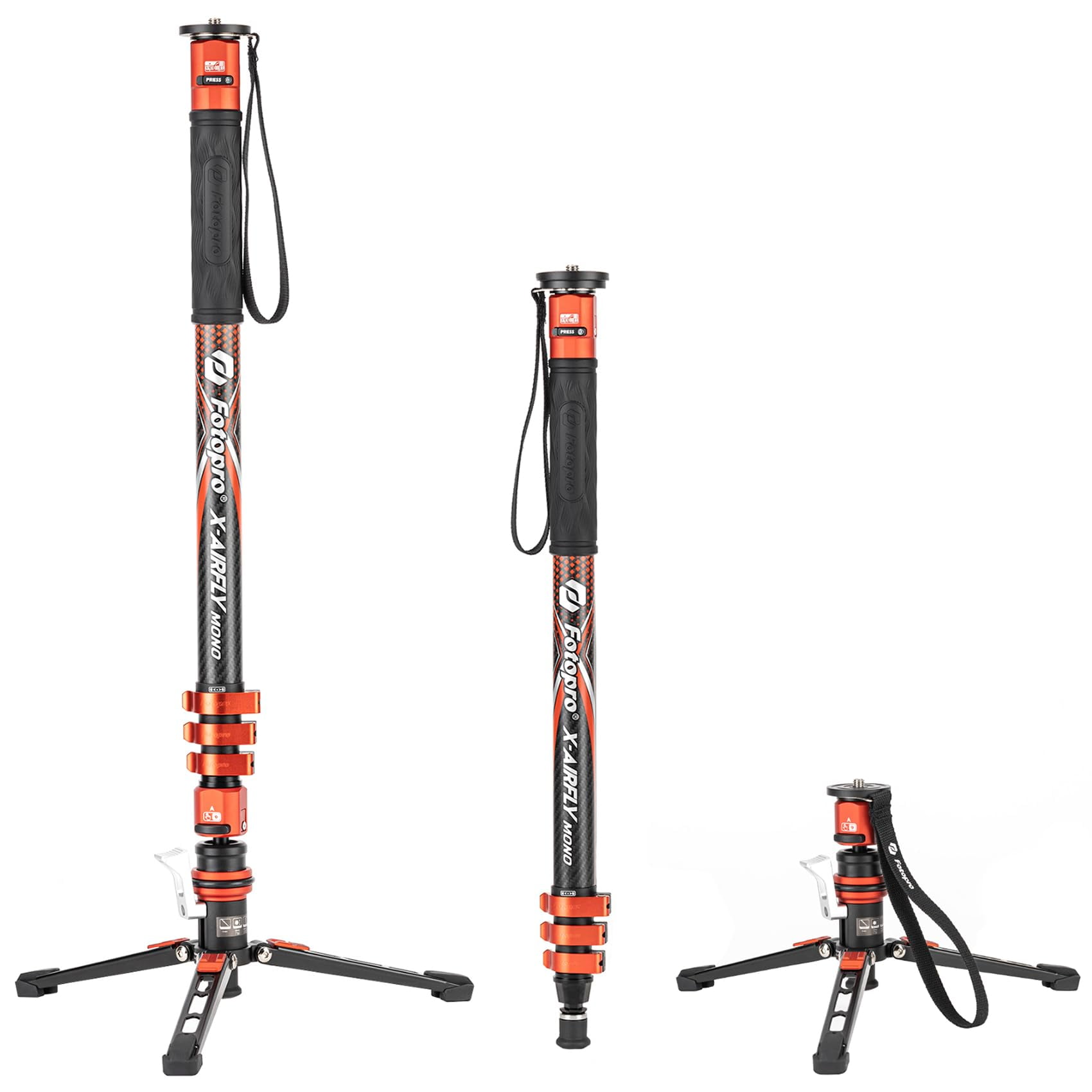 Fotopro Carbon Fiber Monopod with Pedal 73" 3-in-1 Professional Travel Monopod with Feet Max Load 22lbs for DSLR Camera Stabilizer Videography Kit X-Airfly Mono