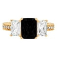 thumbnail image 2 of 3.61 ct Emerald Cut Natural Onyx 3 Stone 18K Yellow Gold Womens Engagement Ring, 2 of 5