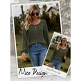 thumbnail image 6 of HUBERY Women Ribbed Button Crewneck Long Sleeve Solid Color Top, 6 of 7