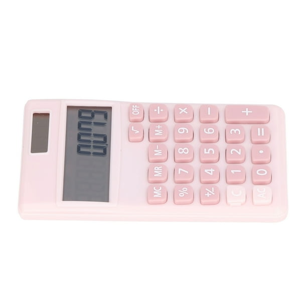 Calculadora Portátil Diseño de Teclas Grandes Pantalla Lcd de 8 Dígitos Doble Potencia para Negocios, Oficinas, Escuelas Diseño de Color Caramelo, Material ABS Resistente