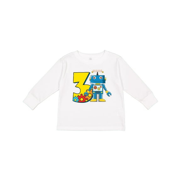 Inktastic 3rd Birthday Robot Boys or Girls Long Sleeve Toddler T-Shirt