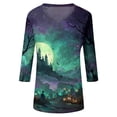 thumbnail image 6 of Trgacdwlo S-5XL Halloween Shirts for Women Spooky Season V Neck Womens Tops 3/4 Sleeve Fall Funny Pumpkin Graphic Tunic Tops for Women, 6 of 7